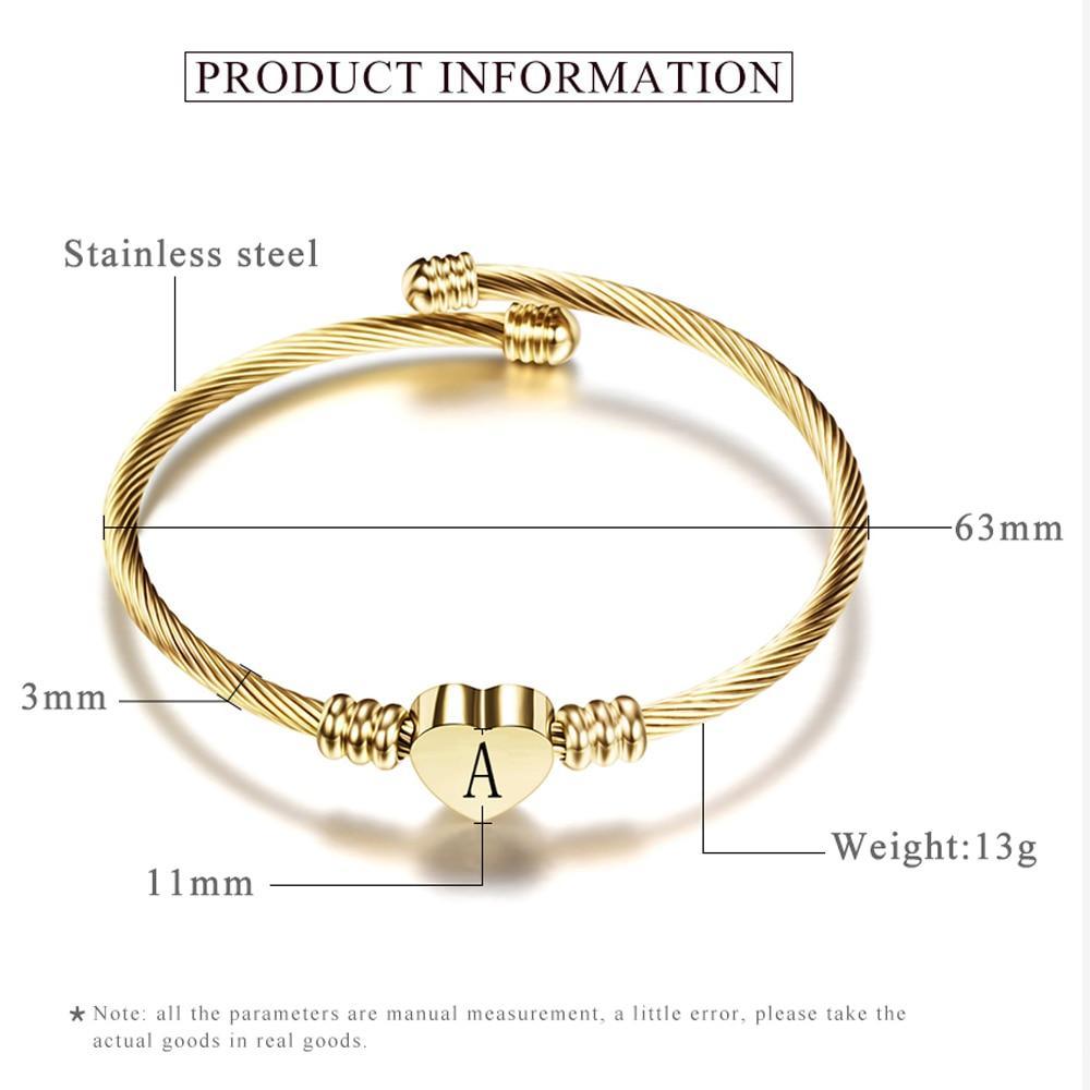 Elegant Gold Color Stainless Steel Heart Bracelet for Women