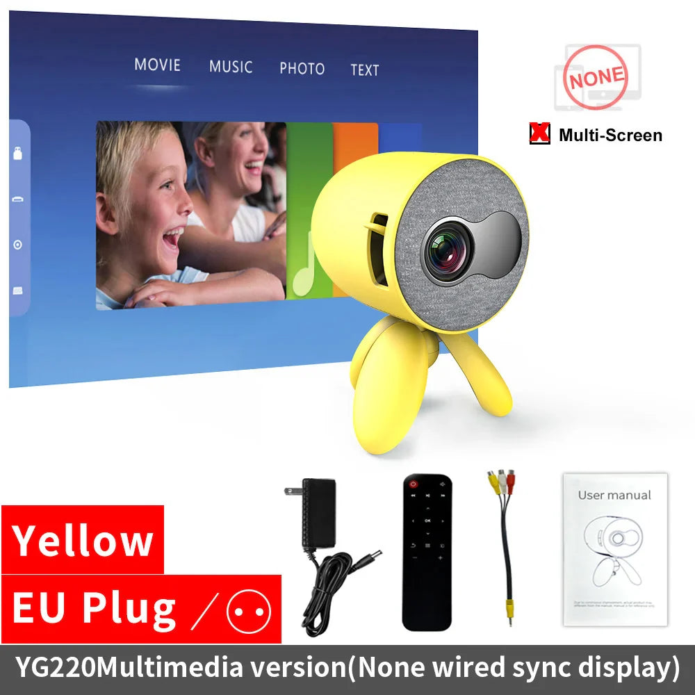 LEJIADA YG220 Mini Projector 3.5mm Audio Phone with screen Update Version Portable Pocket Cute Projector Video Player Kids Gift - Korvel