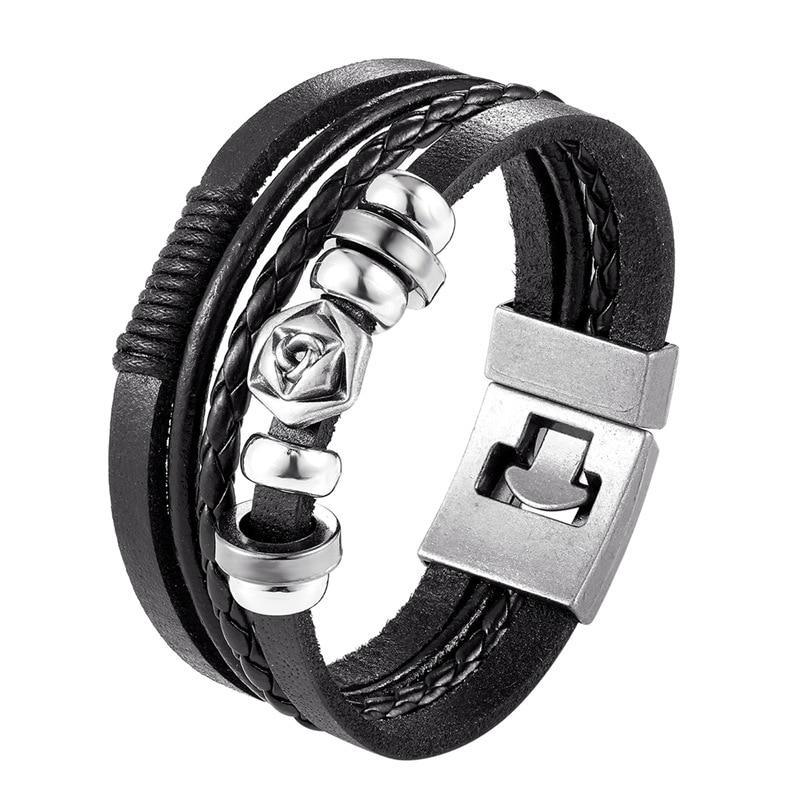 Bracelet en cuir tressé tendance pour hommes et femmes