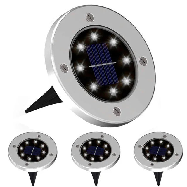 4Pcs Solar Power Disk Light 8LED Ground Lamp Light Spot Lamp for Outdoor Path Way Yard Garden Decking Lawn Waterproof - Korvel