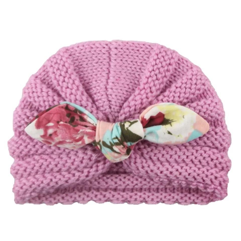 Charming Handmade Cotton Baby Turban Hat with Colorful Bow for Boys and Girls - Perfect for Autumn and Winter - Korvel
