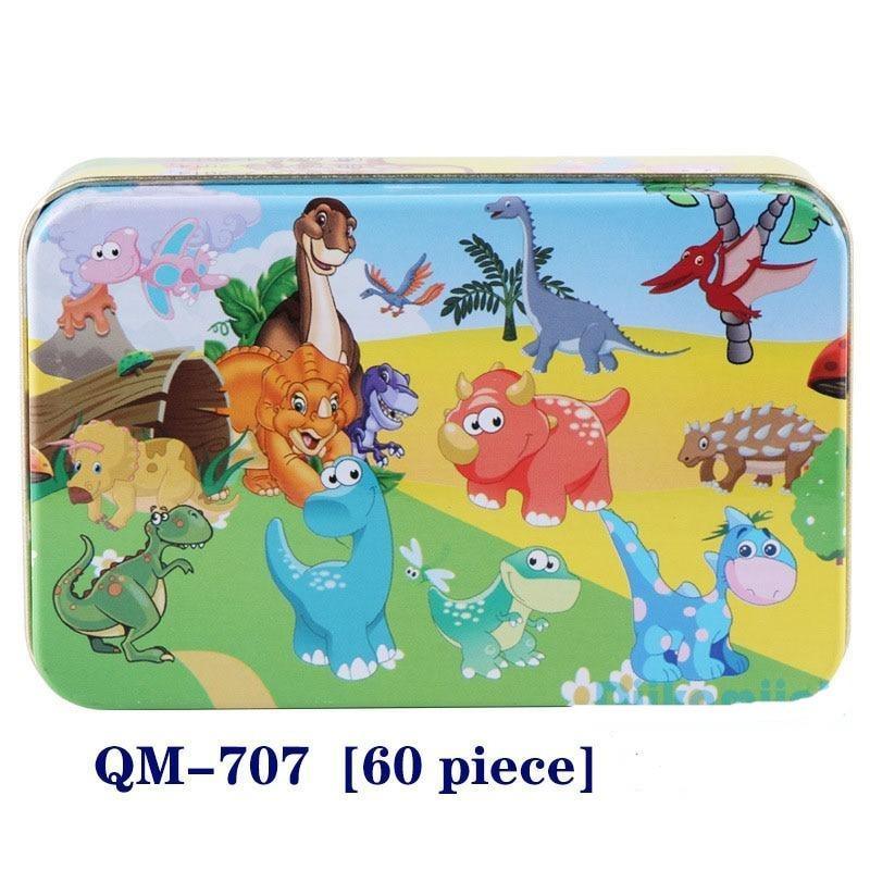 60-Piece Cartoon Animal Wooden Puzzle for Kids - Educational Fun Toy - Korvel