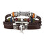 Vintage Black Bead Leather Bracelet for Men and Women