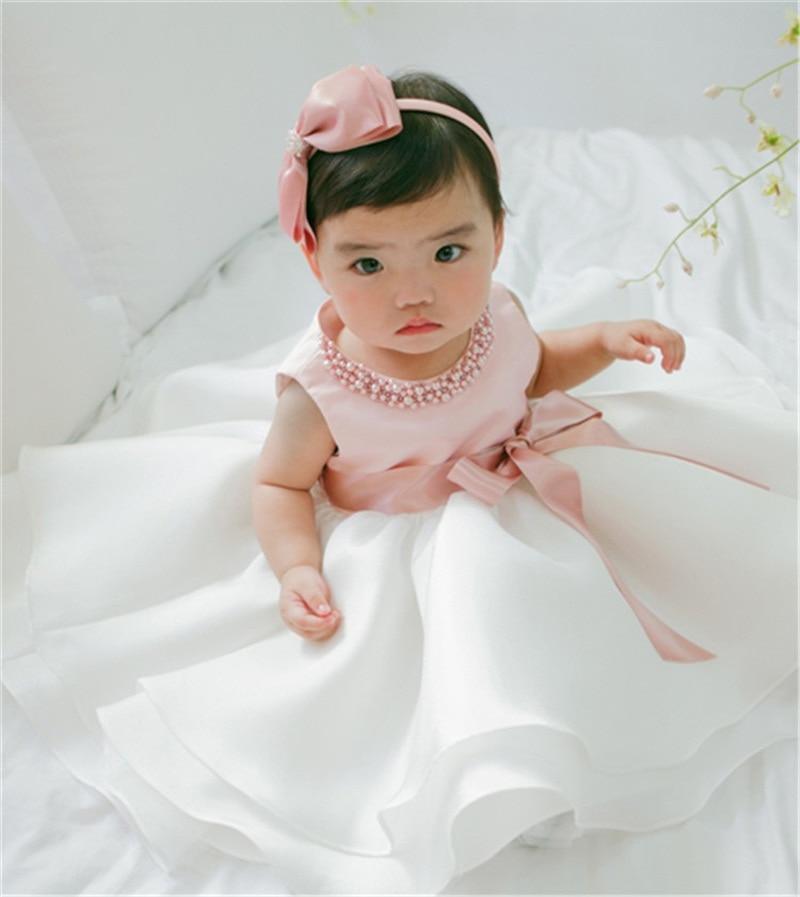 Luxury Handmade Pink Dress for Baby Girls' First Birthday