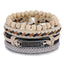 Vintage Black Bead Leather Bracelet for Men and Women