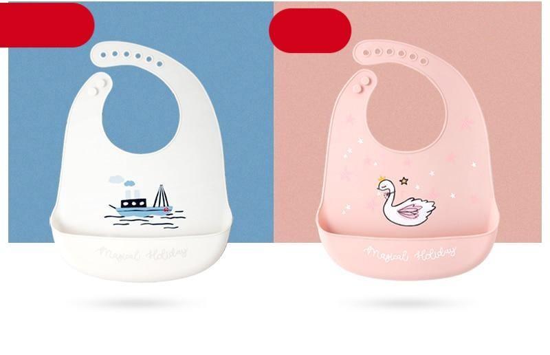Bibs de bebé de silicona impermeables premium - Ajustables y coloridos