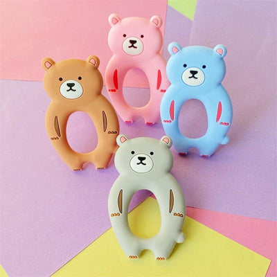 4-Pack Bear Silicone Teething Toys - Safe & Fun Baby Chewables - Korvel