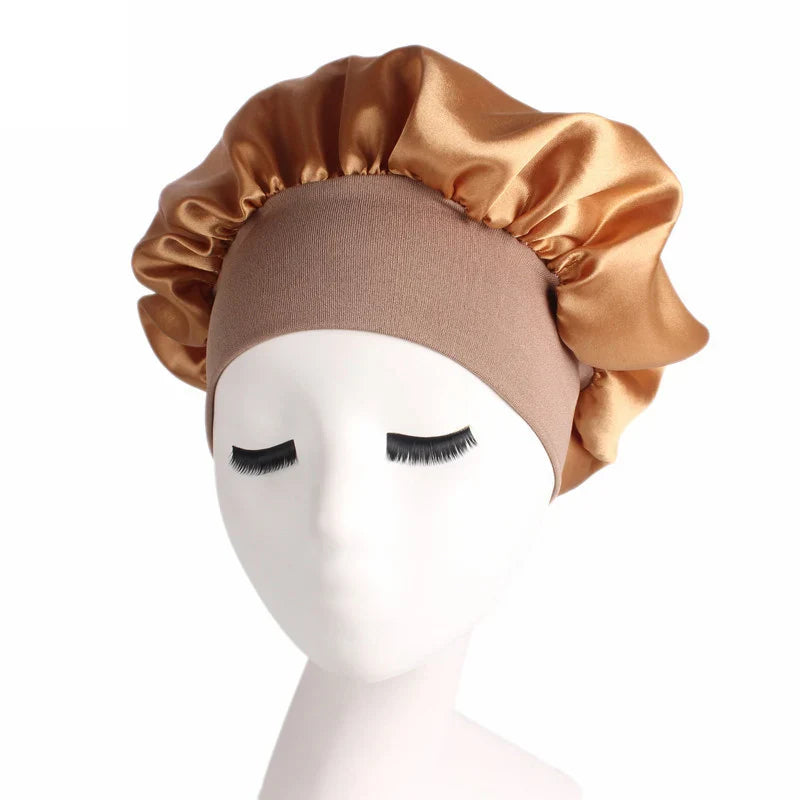 1pc Adjust Solid Satin Bonnet Hair Styling Cap Long Hair Care Women Night Sleep Hat Silk Head Wrap Shower Cap Hair Styling Tools - Korvel