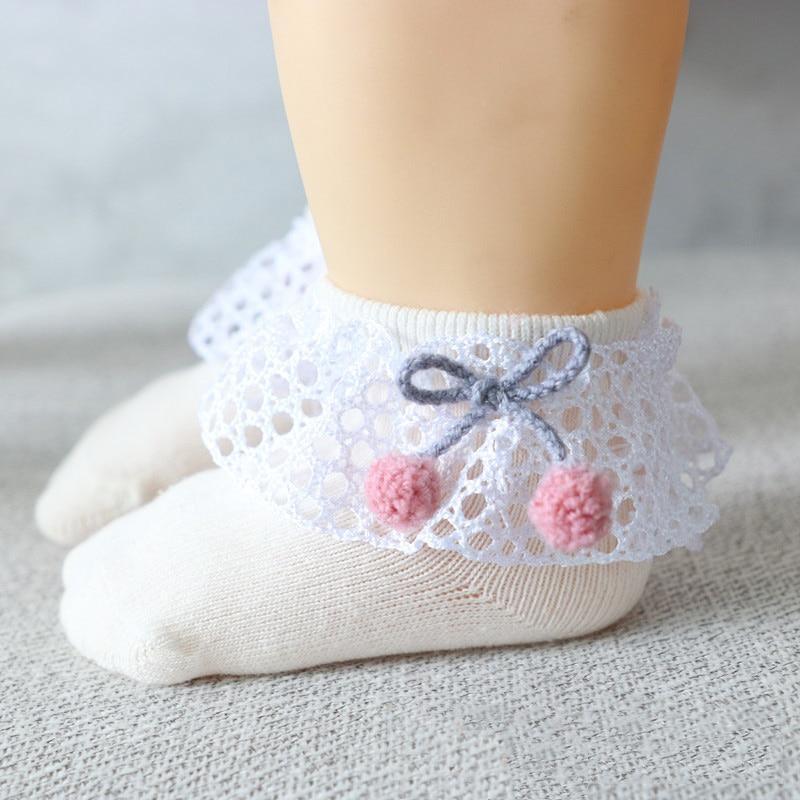 Calcetines para Niña con Lazos de Encaje y Flores