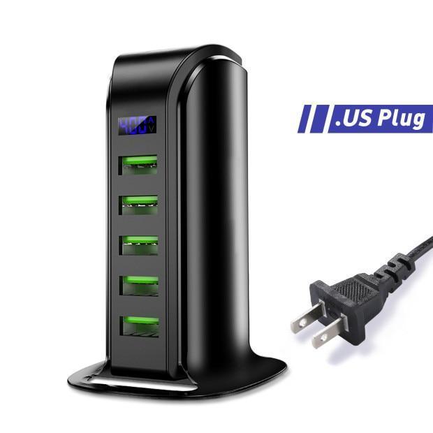 Cargador USB de Ahorro de Energía de 5 Puertos con Pantalla LED