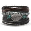 Vintage Black Bead Leather Bracelet for Men and Women