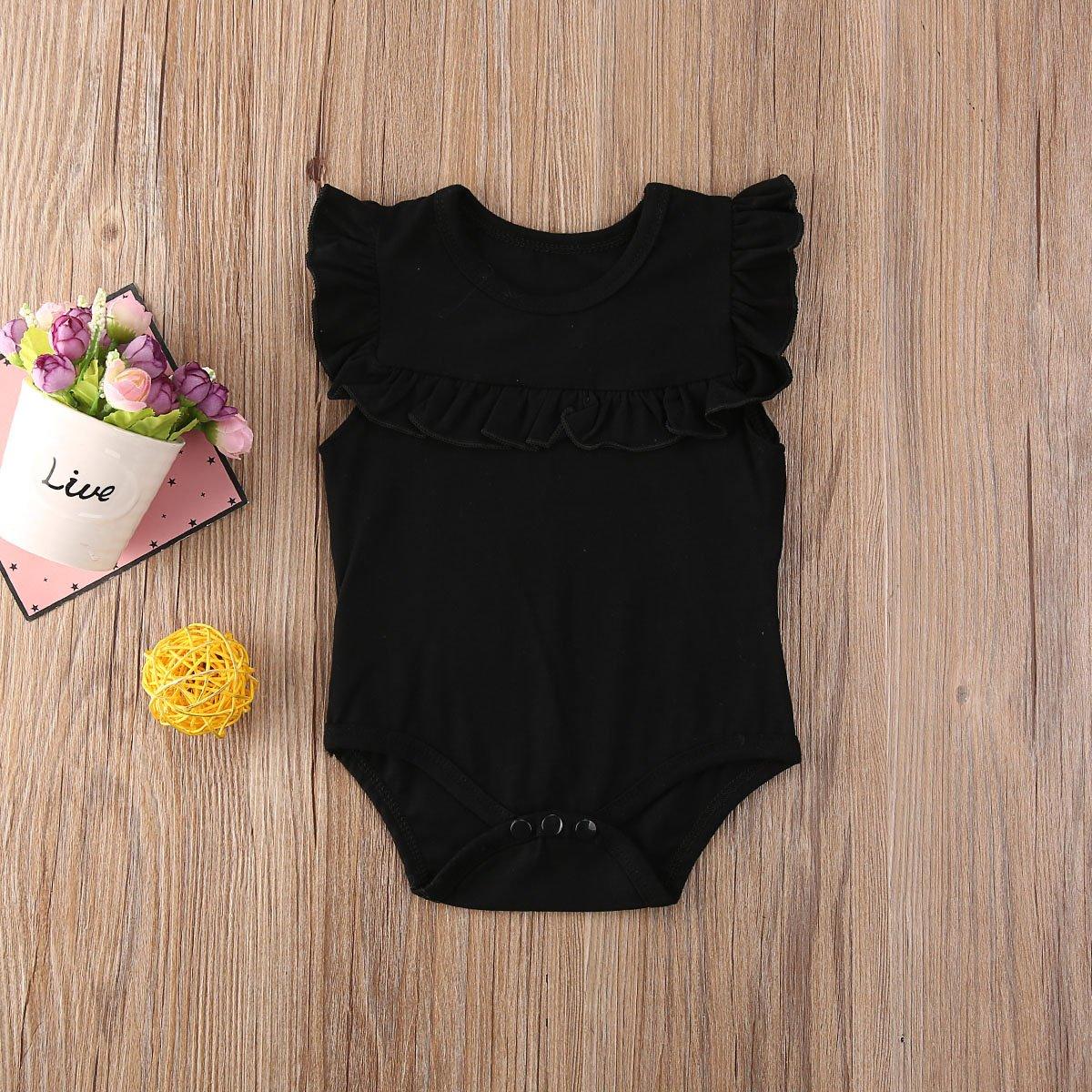 Ruffled Sleeveless Bodysuit for Newborn Baby Girls
