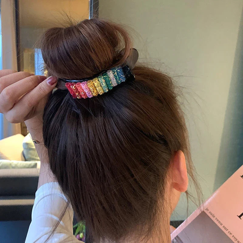 Korean Rainbow Hair Clips Big Crabs For Ponytail Bun Hair Clamps - Korvel
