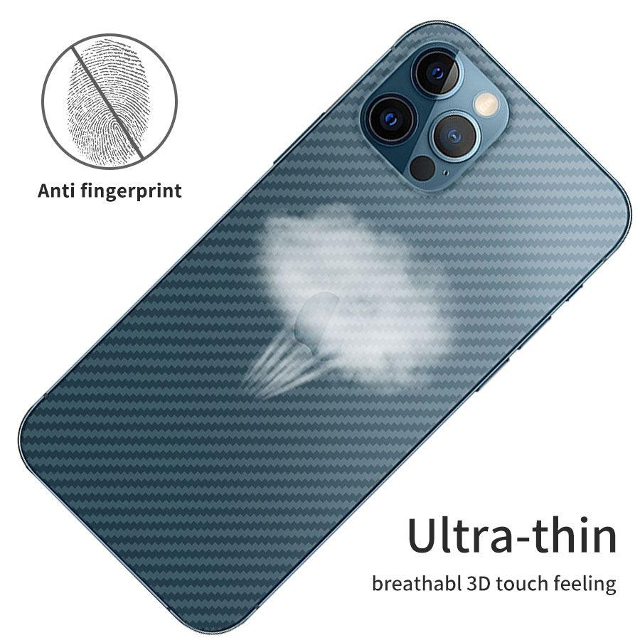 Protecteur d'écran arrière en fibre de carbone pour iPhone