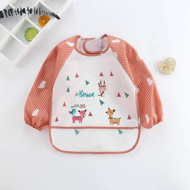 Adorable Waterproof Long Sleeve Baby Feeding Smock with Cartoon Design - Korvel