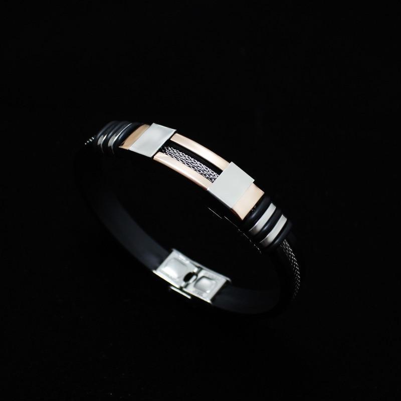 Stylish Stainless Steel and Silicone Bracelet for Men