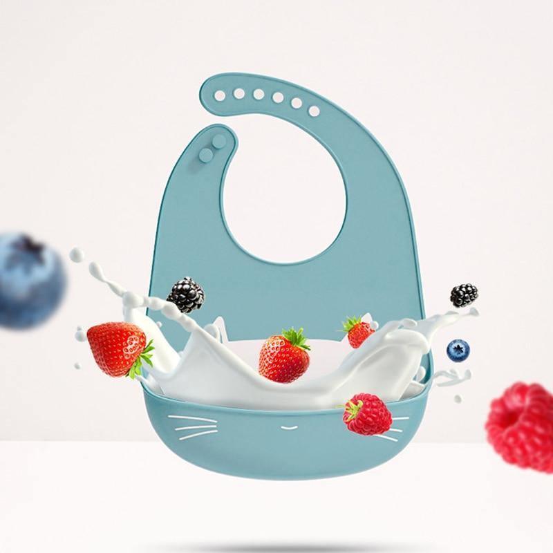 Bavoirs en silicone ajustables avec des designs de dessins animés amusants