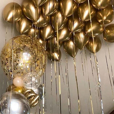 Luxury Gold Metal Latex Balloons - 20pcs Party Decorations