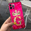 Coque de téléphone à lettres brillantes roses pour iPhone - Protection scintillante