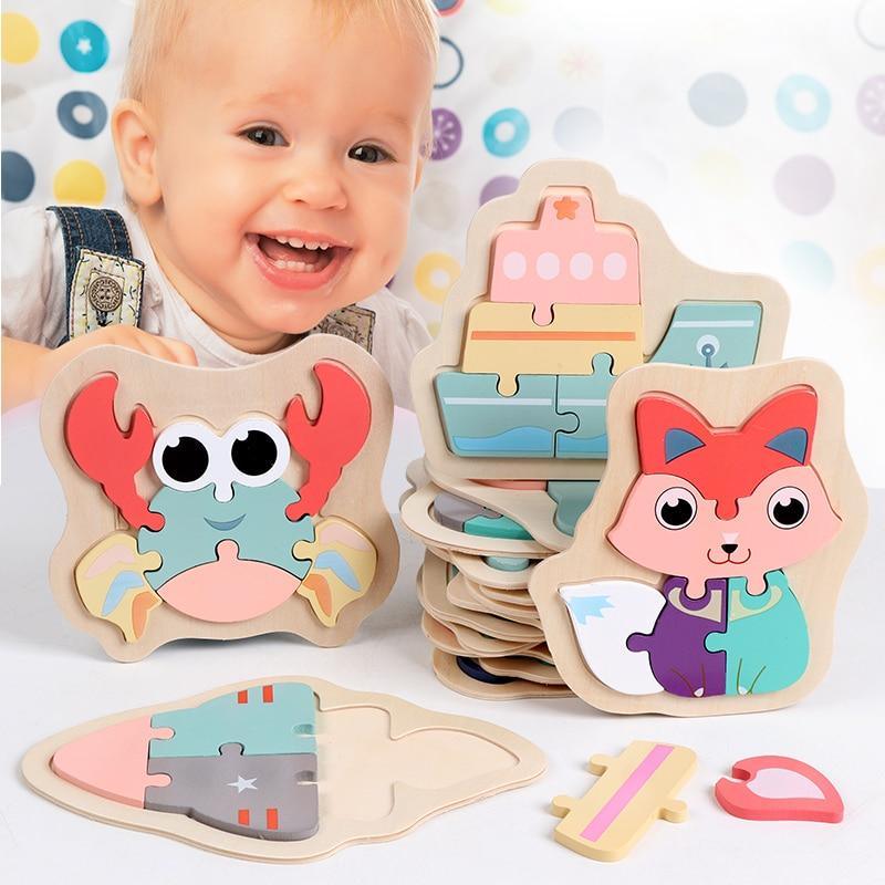 Rompecabezas de Madera Colorido de Animales para Niños Pequeños - Diversión Educativa