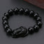 Obsidian Stone Beads Bracelet - Unisex Gold Black Pixiu Design