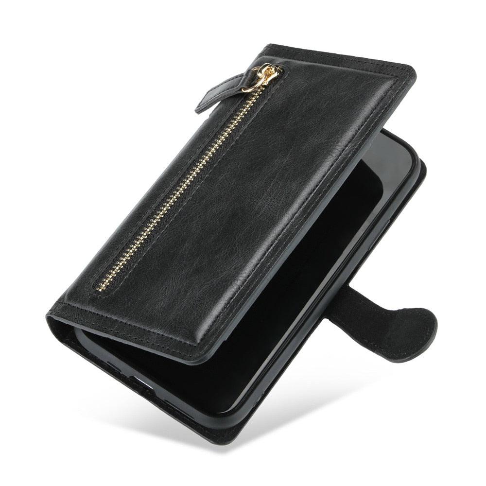 Elegant Retro PU Leather Flip Case for iPhone 14/13/12/11 Series with Card Holder - Korvel