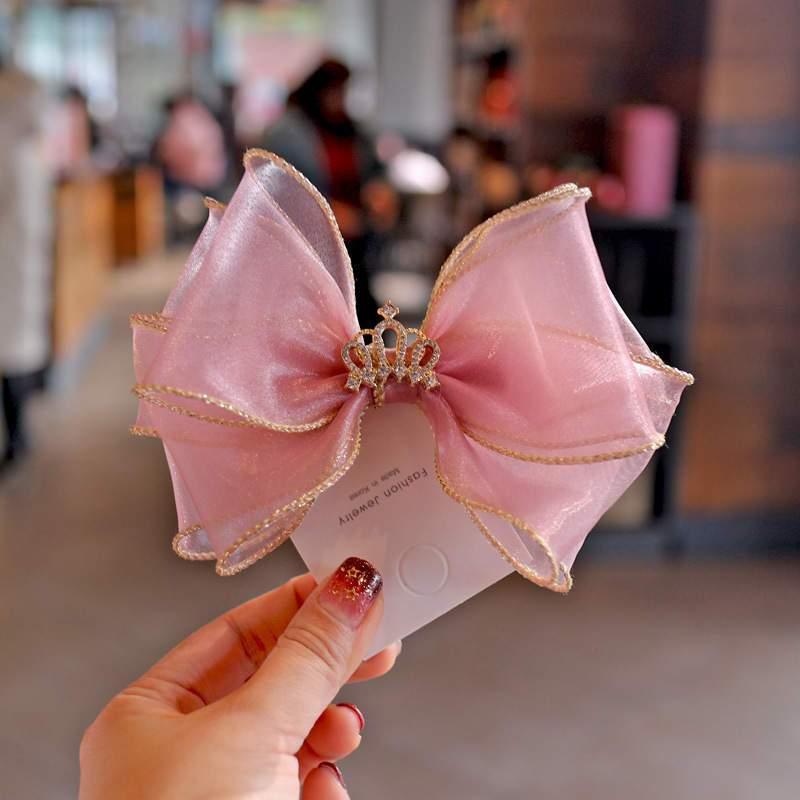 Luxury Pearl Handmade Bowknot Crown Headband for Baby Girls
