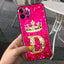 Coque de téléphone à lettres brillantes roses pour iPhone - Protection scintillante