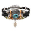 Vintage Black Bead Leather Bracelet for Men and Women