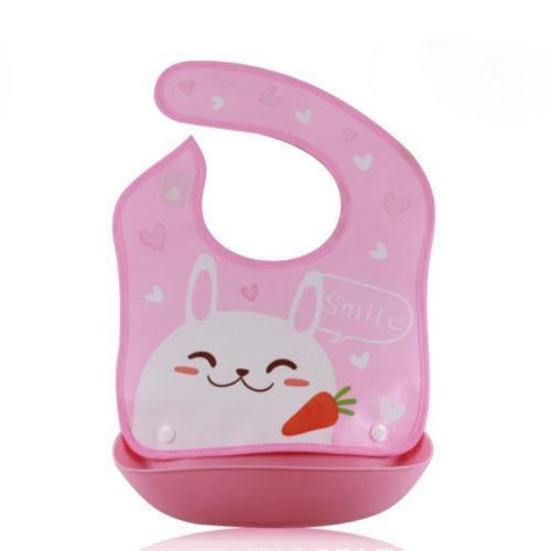 Bib de bebé de silicona ajustable y a prueba de agua con recolector de comida
