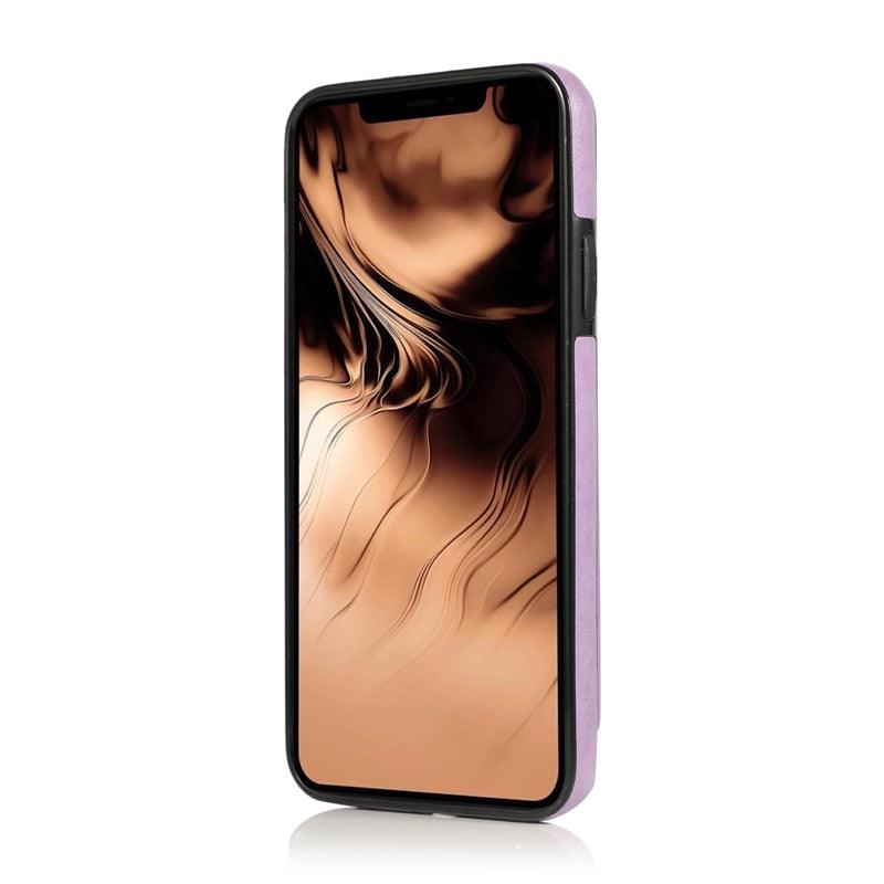 Premium Leather Wallet Case for iPhone 11 Pro Max, XS Max, XR, X, 8, 7, 6S, 6Plus, 5, 5S - Shockproof with Card Holder - Korvel