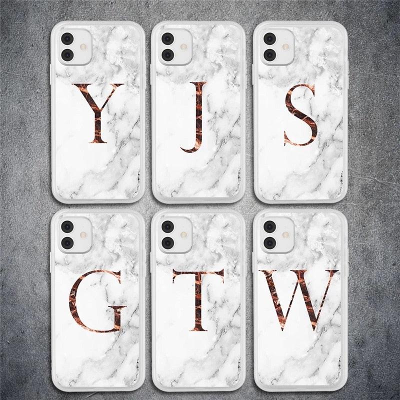Funda de teléfono de textura de mármol blanco A-Z premium para iPhone 12 Mini