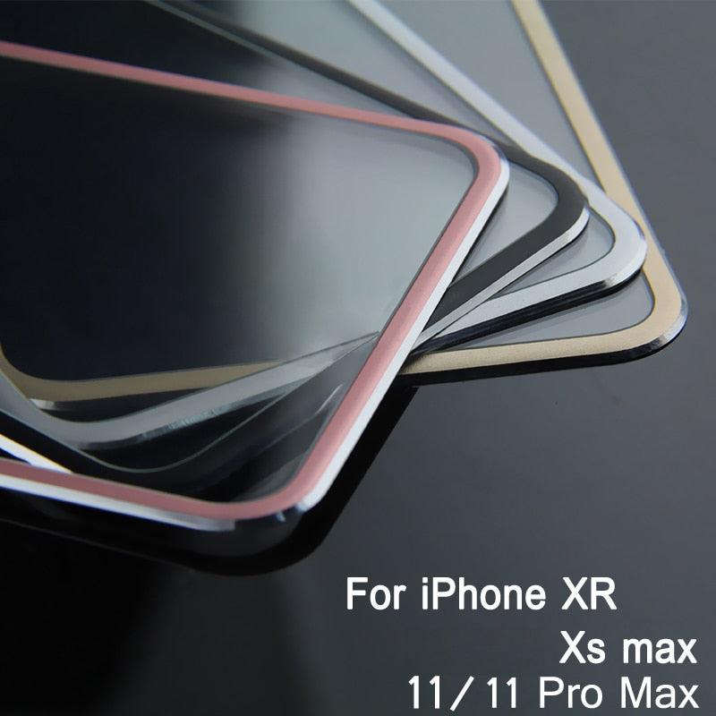 Protecteur d'écran en verre trempé 10D à bords incurvés pour iPhone