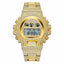 Montre numérique quartz LED dorée de luxe pour hommes