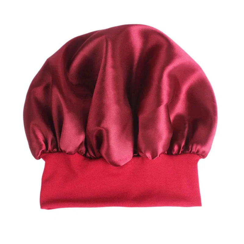 1pc Adjust Solid Satin Bonnet Hair Styling Cap Long Hair Care Women Night Sleep Hat Silk Head Wrap Shower Cap Hair Styling Tools - Korvel