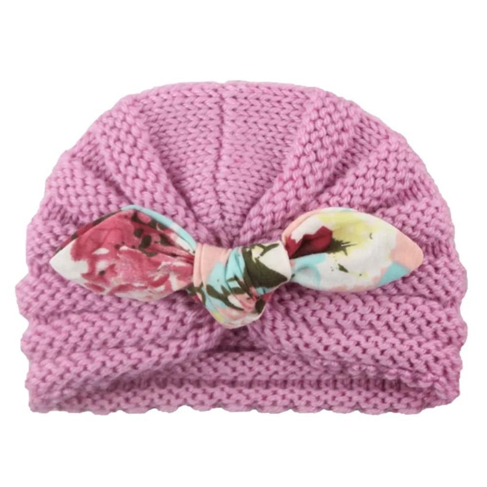 Charming Handmade Cotton Baby Turban Hat with Colorful Bow for Boys and Girls - Perfect for Autumn and Winter - Korvel