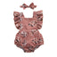 Combinaison à volants imprimée florale pour bébés filles avec bandeau
