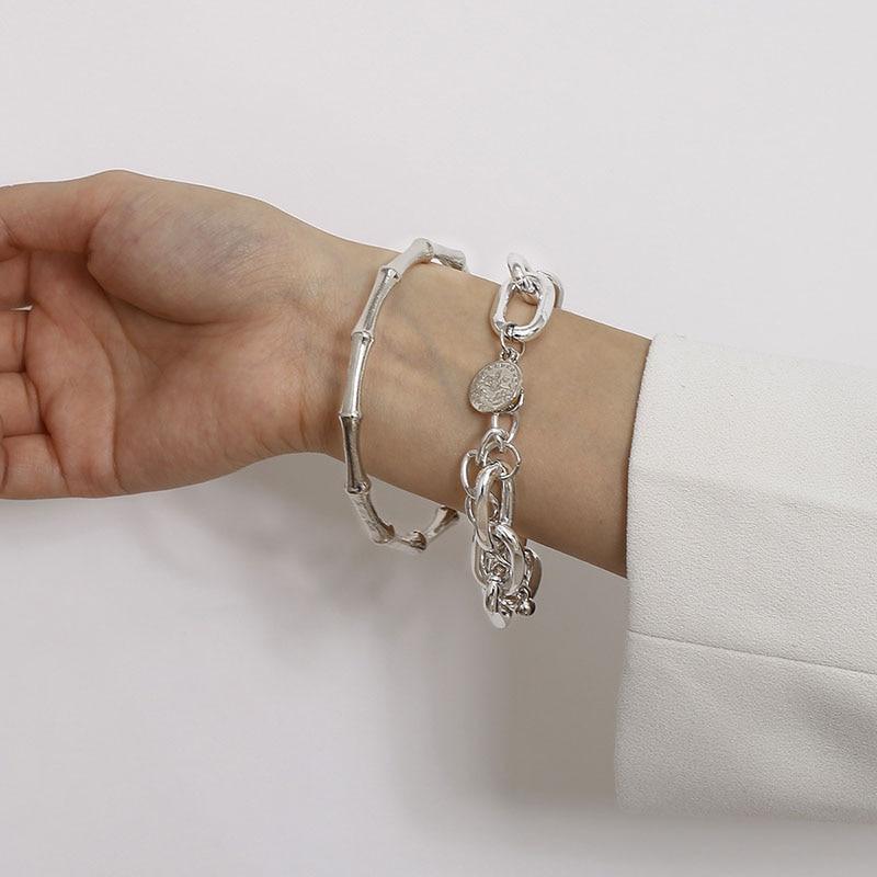 Luxury Gold Color Metal Chain Link Bamboo Bracelet