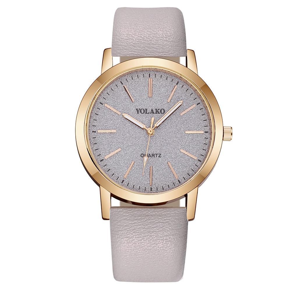Montre à quartz de luxe pour femmes avec bracelet en cuir