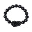 Obsidian Stone Beads Bracelet - Unisex Gold Black Pixiu Design
