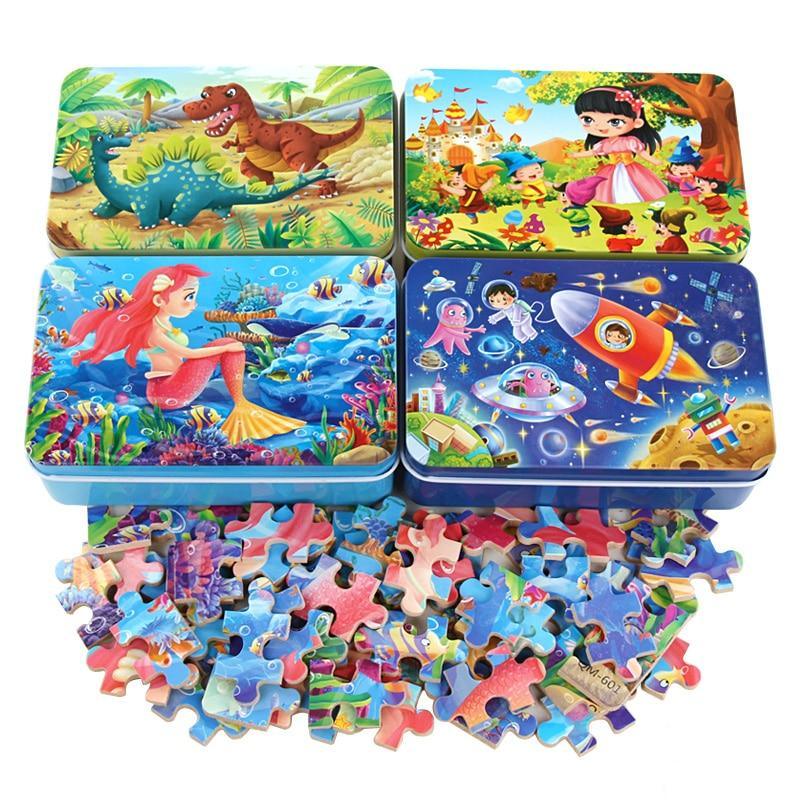 Puzzle en bois cartoon d'animaux de 60 pièces pour enfants