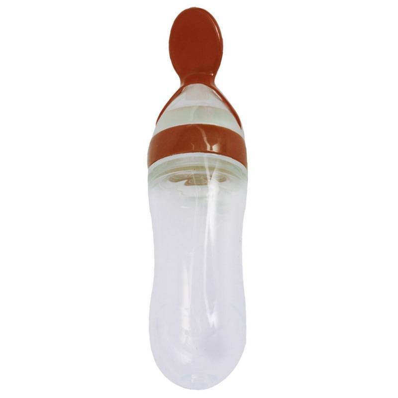 Botella de Alimentación de Silicona para Bebés con Cuchara - 90ml