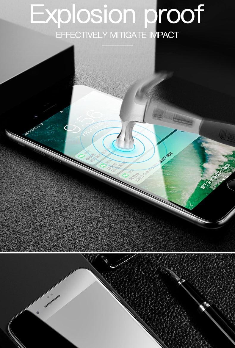 Protecteur d'écran en verre trempé à bords incurvés premium pour iPhone