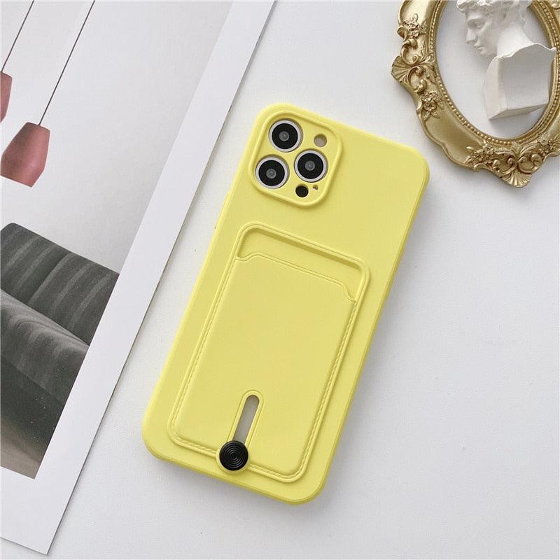 Candy Color Wallet Card Case for iPhone - Soft Silicone Protection