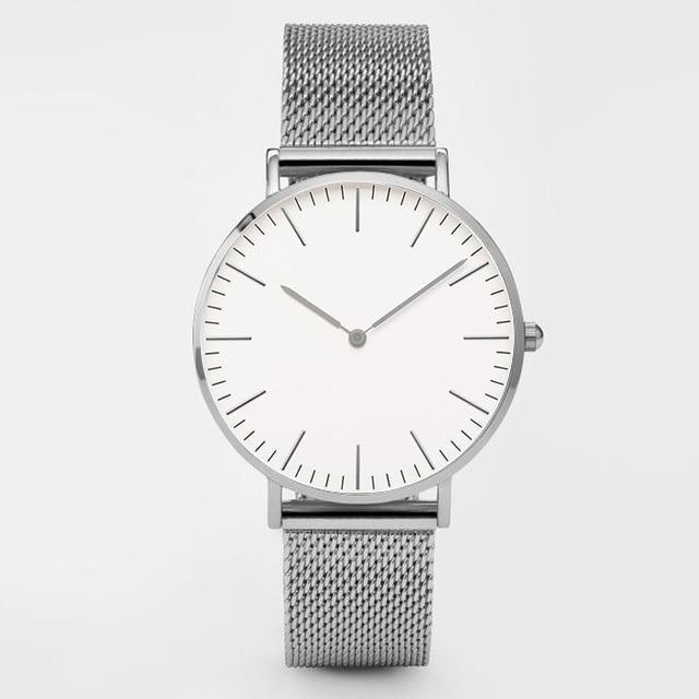 Montre en acier inoxydable ultra fine unisexe