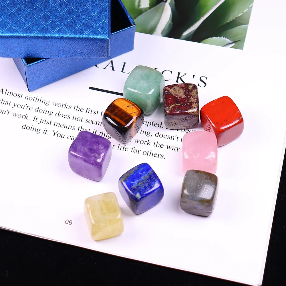 9 Pcs/Set Natural Quartz Fossiles Block Gravel Crystals Agates Education Specimen Aura Stone Aquarium Decoration Gift Box - Korvel