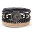 Vintage Black Bead Leather Bracelet for Men and Women