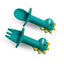 Soft Silicone Baby Feeding Spoon and Fork Set - Cartoon Dinosaur