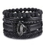 Vintage Black Bead Leather Bracelet for Men and Women