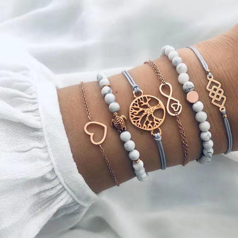 Elegant Elephant Tree of Life Tassel Bracelet Set - Luxury Jewelry for Women - Korvel